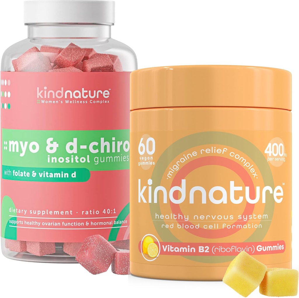 Kindnature Myo-Inositol & Vitamina B2 Benessere Bundle - Equilibrio ormonale, Rilievo e Sostegno energetico