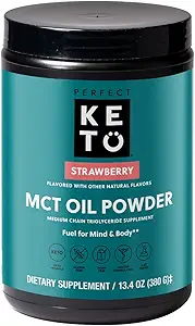 Perfektes Keto MCT-Ölpulver, Mittelkettige Triglyceride, Ketogenic Non-Dairy Coffee Creamer und Bulk Supplement, 30 Portionen (Strawberry)