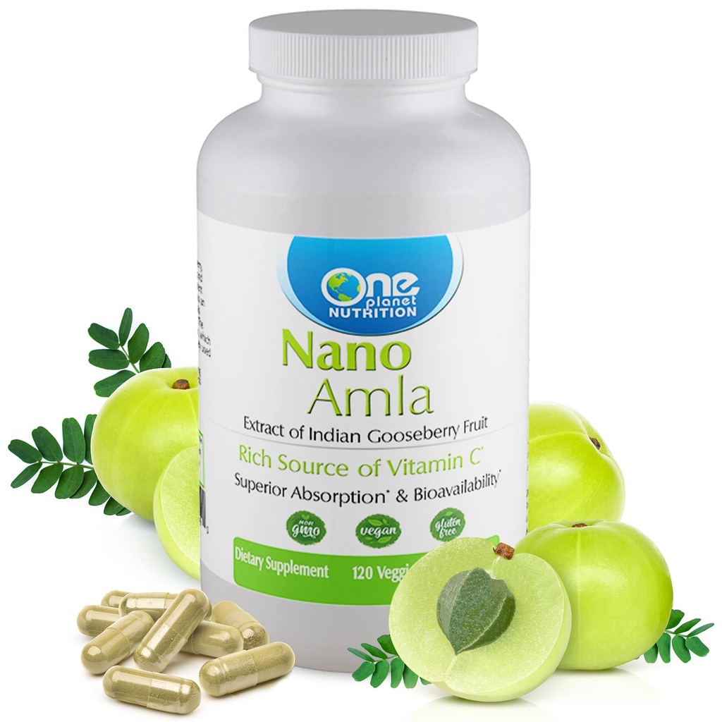 One Planet Nutrition Nano Amla 500 mg Veggie Kapseln (120 Portionen), Amla Fruit Extract, High in Vitamin C für Collagen Production & Immune Support, Non-GMO, Vegan, Gluten-Free