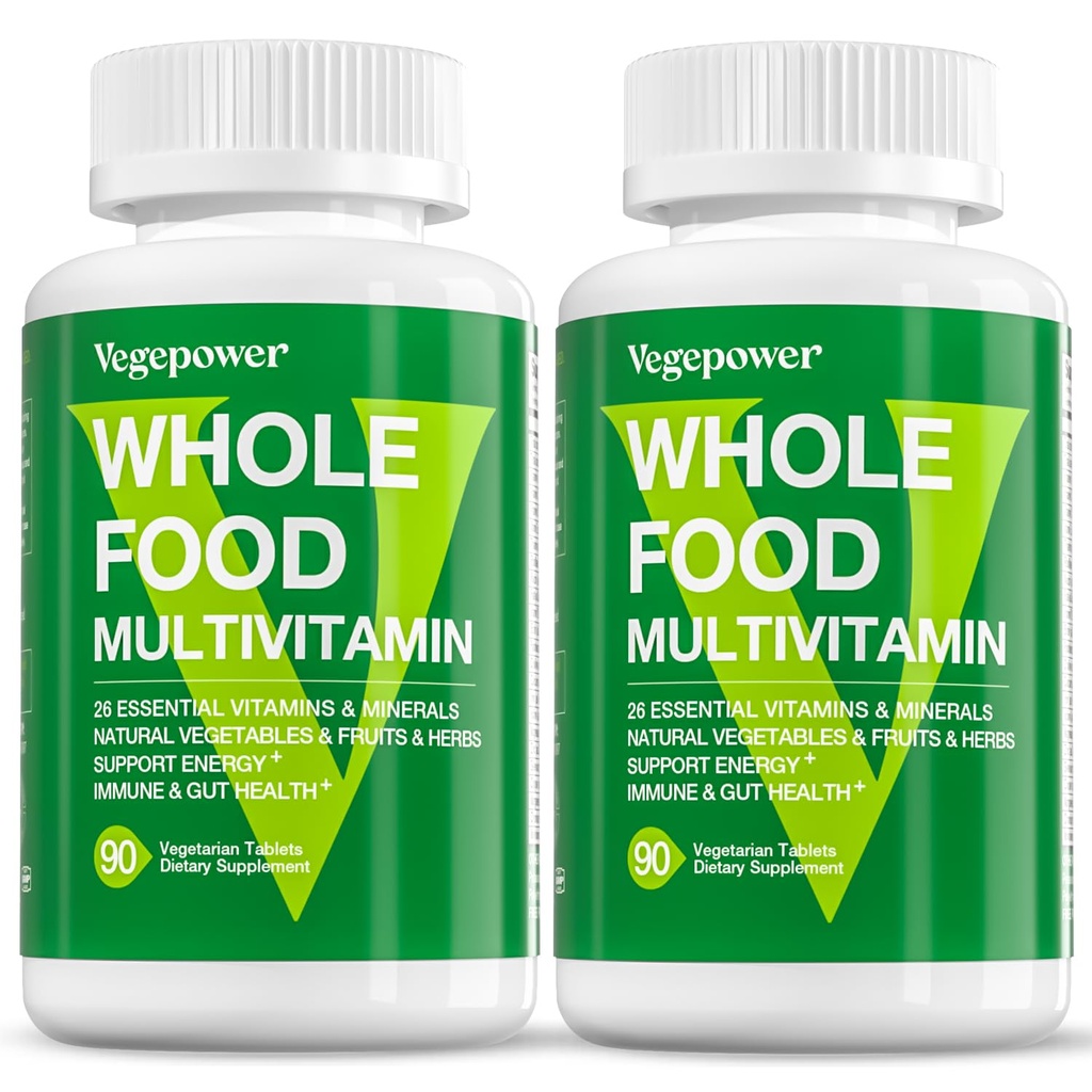 Vegan Ganzes Lebensmittel Multivitamin für Männer, Methyliertes Multivitamin für Männer und Frauen, Organic Fruit and Veggies Supplement, Kräuter- & Pilz-Mischung, Pflanzen Omegas, All Natural, Non-GMO, 180 Count