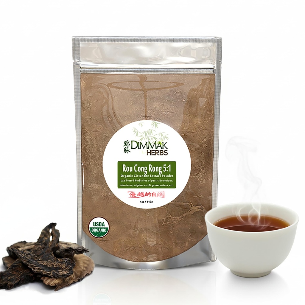 Organic Rou Cong Rong 5:1 estratto polvere 4oz | Cistanche Deserticola/Broomrape Lab Testato 5:1 Concentrato aggiungere all'acqua o Smoothie 4oz/112g da Dimmak Erbe