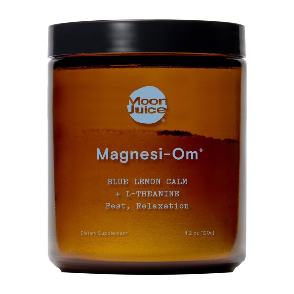 Moon Juice Magnesi-Om Magnesium Powder Supplement - Chelat Magnesium Complex + L-Theanin Blend for Rest, Relaxation & Regularity - Vegan, Non-GMO & No Sugar, Blue Lemon, 3.7 oz, 30 Sevings