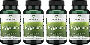 Swanson Pygeum - Integratore di erbe Promozione della salute della prostata maschile, della vescica e del supporto sanitario del tratto urinario - Mens Health Supplement - (100 capsule, 125 mg ogni) 4 Pack
