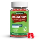 Magnesium Glycinat Gummi 600mg für Damen und Herren, mit Magnesium L-Threonate 300mg, CoQ10 und Schwarzer Pfeffer, Vegan (60 Count)