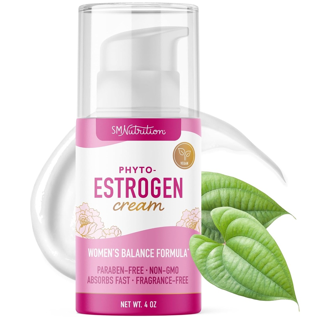 Phyto Estrogen Creme für Frauen mit Wild Yam | Plant Based Hot Flash, Menopause & Menstrual Cycle Support | Black Cohosh, Dong Quai, Red Clover | 96 Themen Servierungen | 4oz Pumpe | Vegan, Paraben-Free