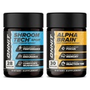 ONNIT Premium Alpha Brain Bundle - Nootropic Brain Supplement (30 Conte) per Focus, Concentrazione e Memoria + Shroom Tech Sport per Esercizio, Energy & Cardiovascular Performance (28 Conte)