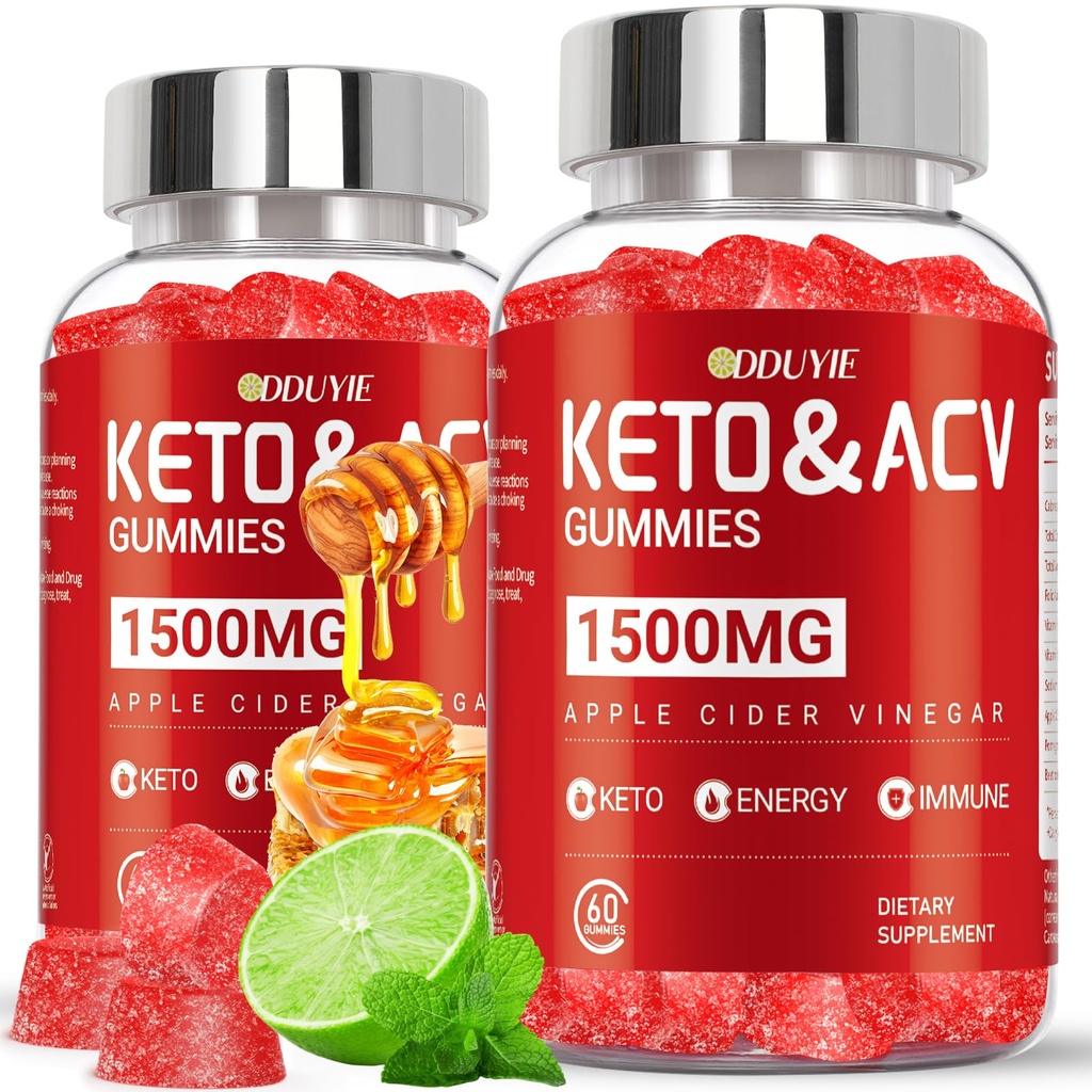 Keto ACV Gummies - 1500mg Apfel Apfel Apfel Apfelegar Gummis mit Granatapfel Beetroot & Vitamin B12 B6 - Zitrone Honig Flavor - für Herren & Frau - GMO Free & Vegan - 120 Count