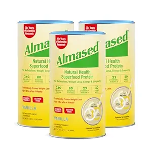 Almased Vanilla substitut de repas Shake - Faible-Glycémique haute protéine de base de la plante Poudre- Poids nutritionnel Supplément de soutien de santé - Vanilla Flavor - 17,6 oz (1,1 livre (3 paquet))