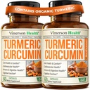 Kurkuma Ergänzung mit schwarzem Pfeffer Extrakt - Hohe Potenz Organische Kurkuma 1200mg & 95% Curcuminoide für Joint & Digestive Health - Joint Support Supplement - 60 Curcuma Kapseln - 2 Pack