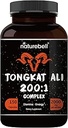 Tongkat Ali 200:1 (Longjack) Estratto per gli uomini, 2000mg Per Serving, 150 capsule, Indonesia Origine, Eurycoma Longifolia | con Panax Ginseng per l'energia, Stamina, & Male Health Support