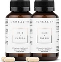 JSHealth Vitamine Haar + Energie Formel | Haar Vitamine für Frauen und Männer mit Jod und Zink | Unterstützt Haarstärke, Energie Levels und gesunde Haarpflege (60 Kapseln Pack von 2)