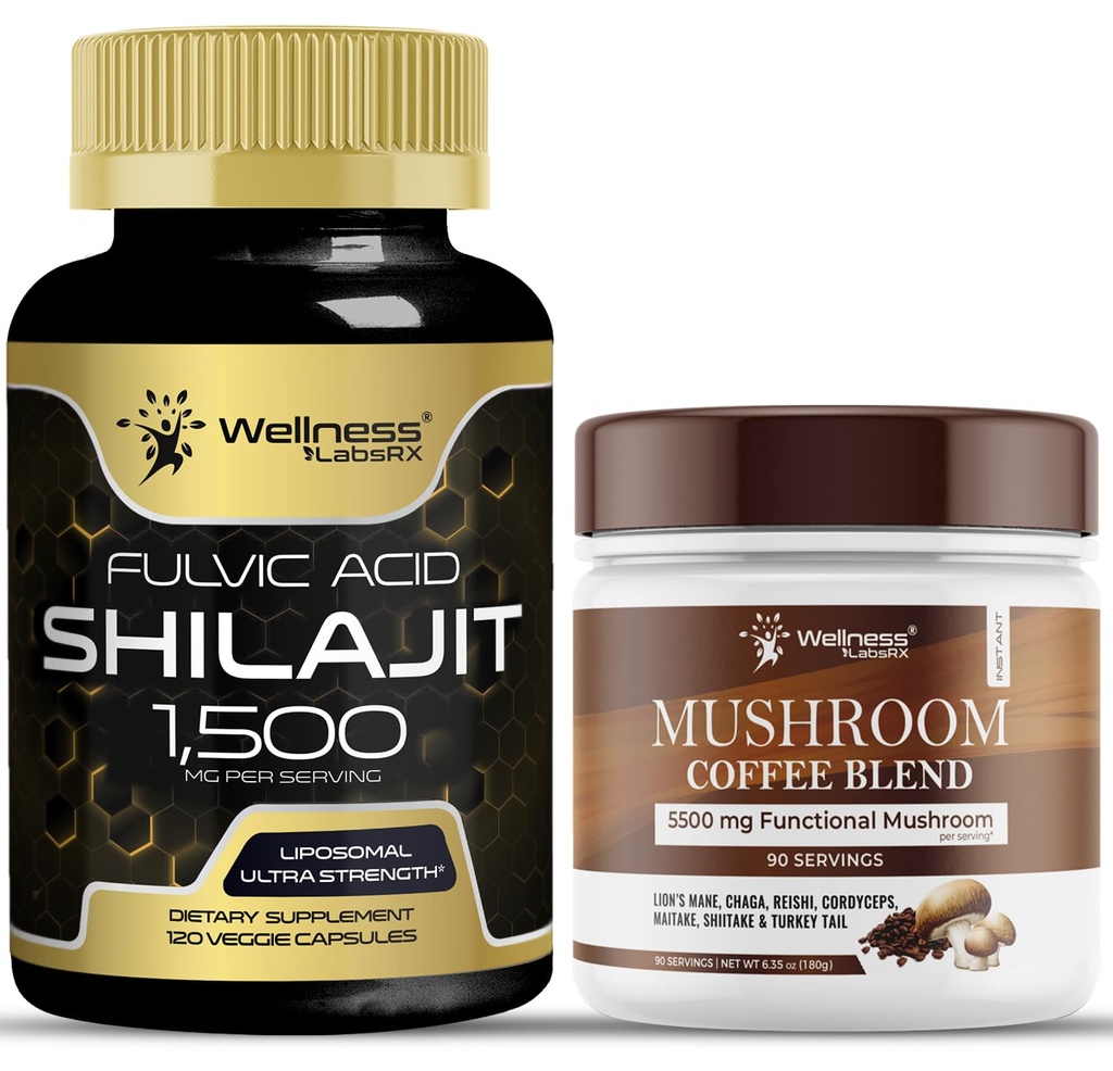 WELLNESS LABSRX Shilajit Pure Himalayan Kapseln 15.000mg - Pilz Kaffeemischung