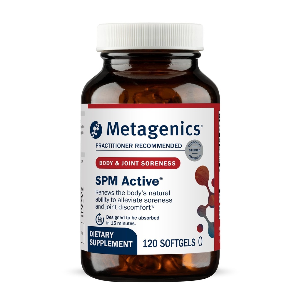 Métagène SPM Active - Médiateurs pro-resolution spécialisés à partir d'huiles marines - Soutient une réponse inflammatoire normale, la santé tissulaire, le confort articulaire, la santé immunitaire - Non-OGM, sans gluten - 120 Softgels