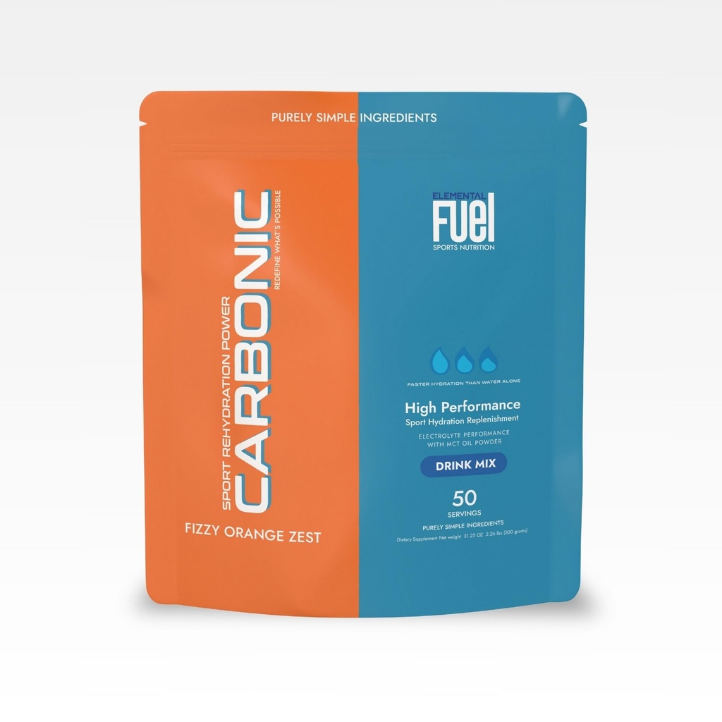 Carbonic Orange Zest Hydration & MCT Oil Powder Nutrition - Prime Ever Advanced Electrolyte & MCT Formula, Migliora l'idratazione, l'energia sostenibile, & Recovery - 50 Servings