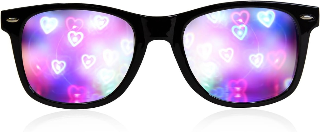 Ultimate Diffraction Glasses - 3D Rainbow Heart Effect - Große Edm, Konzert und Rave Zubehör
