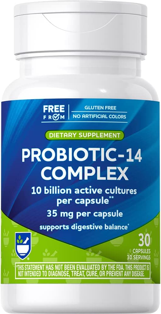 Rite Aid Probiotic 14 Complex 10 Billion - 30 Count, Restaurierung guter Bakterien, Colon Health, Daily Colon Health Probiotic, Mens & Womens Probiotic