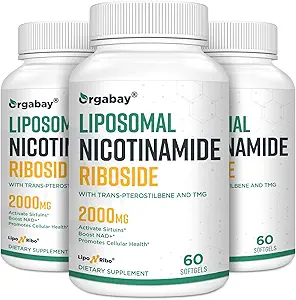 Orgabay Liposomal Nicotinamide Riboside 2000 MG avec TMG et Pterostilbene, Boosting NAD+, Soutenir le vieillissement en santé, 180 Compte