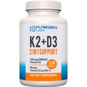 2 en 1 Formule de haute puissance 90mcg Vitamine K2 (MK7) et 5000 UI Vitamine D3 Supplément I Formule non-OGM, facile à avaler Complexe Vitamine D & K, 120 Capsules I 4-Mois