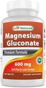 Meilleurs naturels Gluconate de magnésium (35 mg de magnésium élémentaire à partir de 600 mg de gluconate de magnésium) 180 comprimés