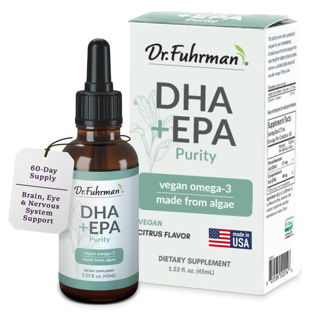 Dr. Fuhrman Vegan Omega 3 de Vegan DHA+EPA Pureity Liquid Supplement.
