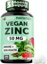 Yuve Naturals Vegan Zink 50 mg - Zink-Gluconat für Immun- und Hautunterstützung - Glutenfrei, Non GMO, Pflanzenbasiert - 100 Einfache bis Schlucktabletten