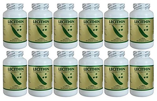 Lecitina 1200mg, 200 Softgels (12 Pack)