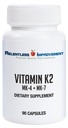 Vitamine naturelle K2 MK4 Plus Vitamine K2 MK7 Haute puissance 15 000 mcg MK-4 + 60 mcg MK-7 soutient la santé osseuse et artérielle Vegi-Capsules Sans soja