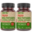 DEVA Vegan eisenfreie Multivitamin & Mineral Supplement 2-Pack, Vitamin C, D2, E & B-Komplex, Biotin, 90 Tiny Tablets Jede