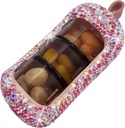 Bling Pill Organizer - Cute and Compact Pill Box for Purse - Stylish Pill Case with Sparkling Design - Travel-Friendly Medicine Holder -Slide in/Out Design Pill Organizer (Pink)