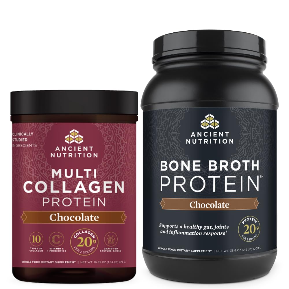 Antike Ernährung Multi Collagen Protein Pulver, Schokolade, 40 Servierungen + Knochen Broth Protein, Schokolade, 40 Servierungen