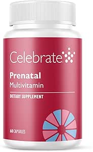 Celebrate Vitamine Bariatric Prenatal Multivitamin Kapseln mit Folat (Folsäure), Vitamin A, Eisen, Jod und Cholin, für Roux en Y und Sleeve Gastrectomy Patienten, 60 Zähler