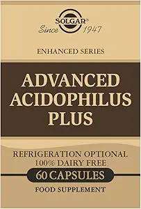 Solgar Advanced Acidophilus Plus, 60 Vegetable Capsules - Unterstützt gesunde Darmflora - 500 Millionen Mikroorganismen pro Servierung - Gluten & Dairy Free - Vegetarisch - 60 Portionen