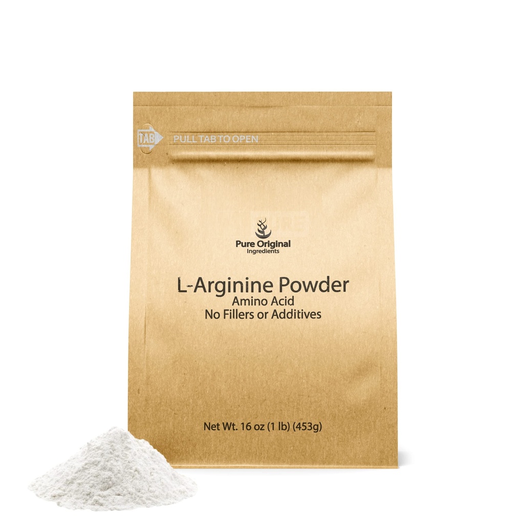 PURE ORIGINAL INGREDIENTS L-Argininpulver (1 lb) Aminosäure, keine Füllstoffe, Nahrungsergänzung
