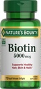Nature's Bounty Biotin, unterstützt Stoffwechsel für zelluläre Energie und gesundes Haar, Haut und Nägel, 5000 mcg, 72 Softgels