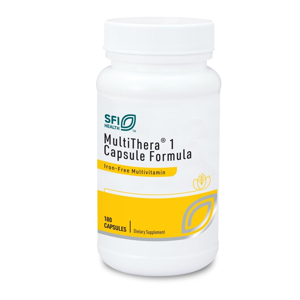 Klaire Labs SFI Health MultiThera 1 eisenfreie Multivitamin & Multimineral Capsule Formel mit essentiellen Mikronährstoffen - Hohe Potenz mit Bioactive Folate & B12 - Kein Eisen (180 Kapseln)