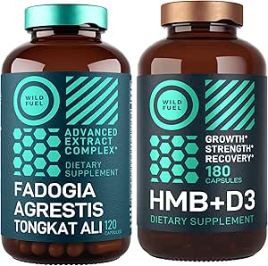 HMB Ergänzungen mit VIT D3 und Fadogia Agrestis Complex Muskel Power & Recovery Bundle