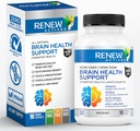 Renouveler les actifs Soutien à la santé cérébrale – Bacopa 300MG, Ginkgo 100MG, Lions Mane 200MG par 2 capsules – soutient la santé cognitive, la mémoire améliorée, favorise la concentration et l'humeur – Fabriqué au Canada - 90 capsules