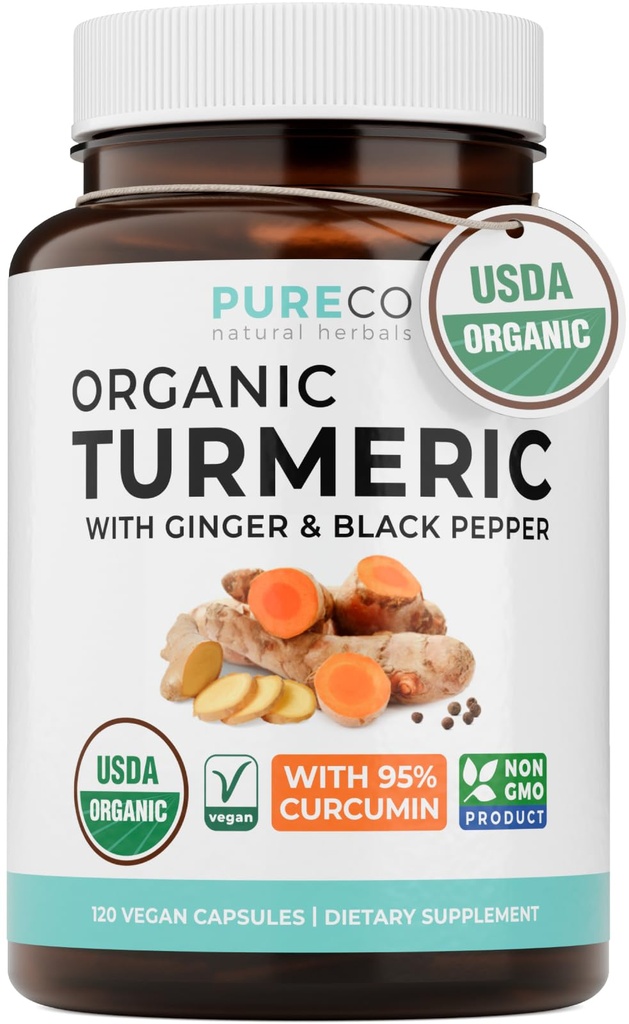 Organic Turmeric Ginger Black Pfeffer Supplement - High Potency Organic Turmeric Curcumin Kapseln mit Ginger & Black Pfeffer für verbesserte Vorteile und Absorption - Vegan & Non-GMO (2 Month Supply)