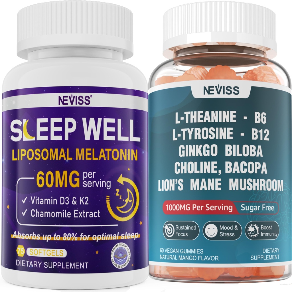NEVISS L-Tyrosine Gommies & Melatonine 60mg pour adultes