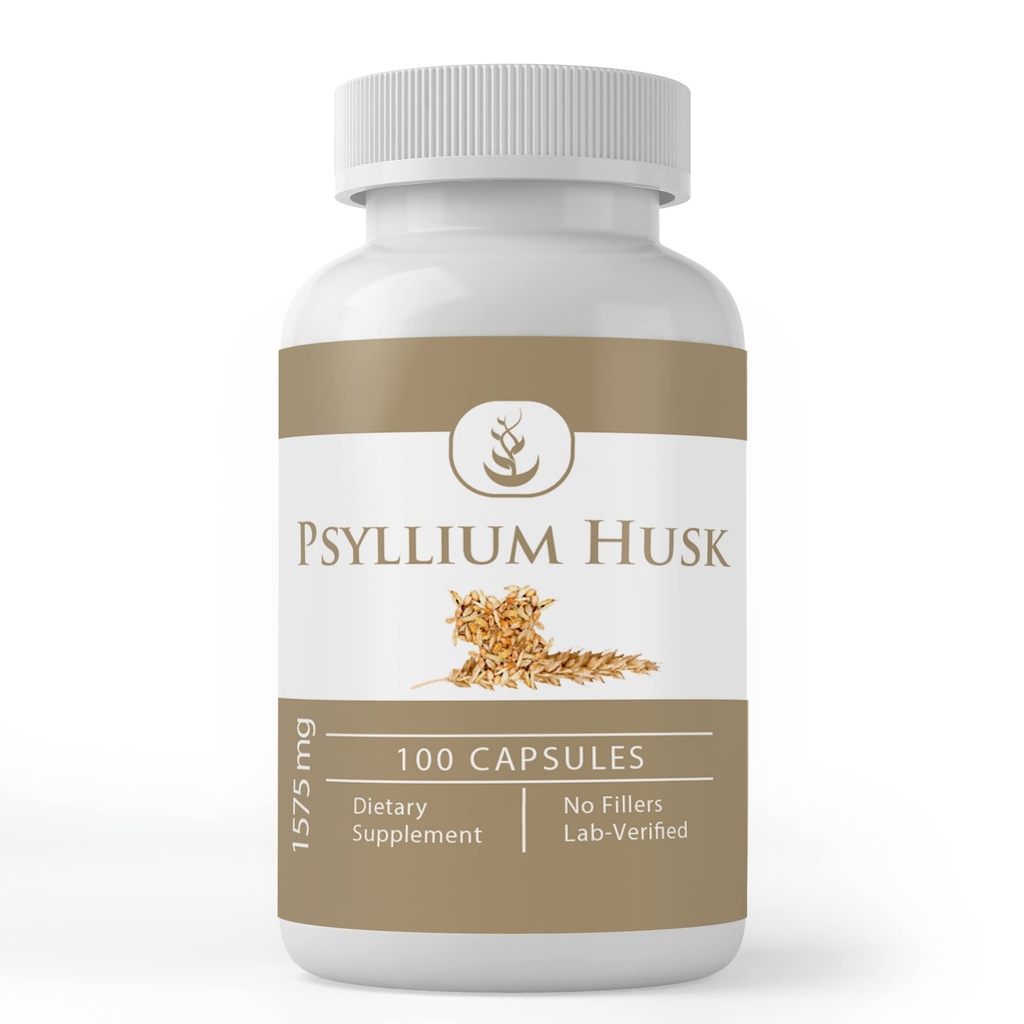 Pure Original Zutaten Psyllium Husk Kapseln (100 Kapseln) Faserpulver-Ergänzung, keine Additive oder Füllstoffe, Lab Verifiziert