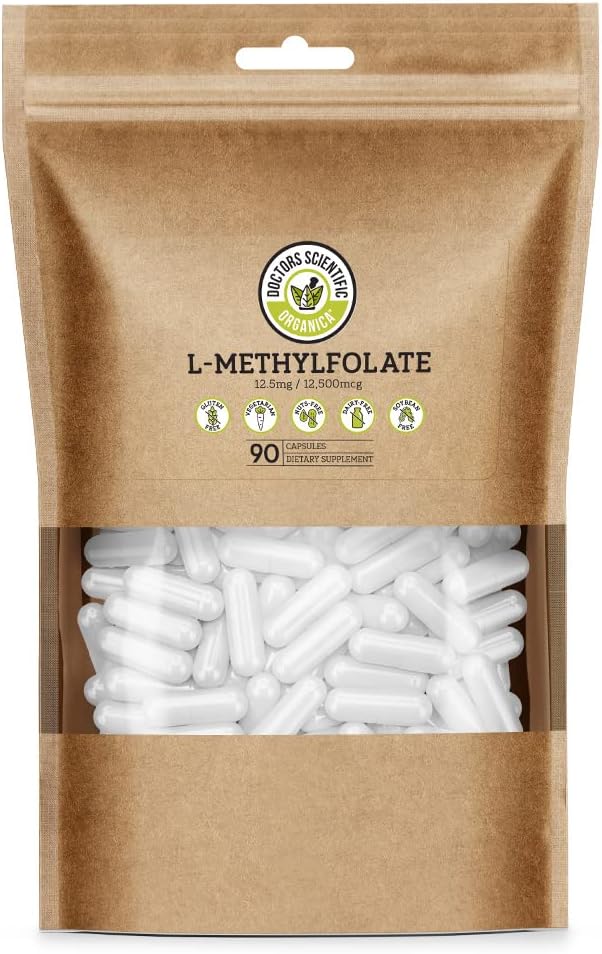 DSO L Methylfolate 12.5mg (5 MTHF Supplemento) - 90 capsule vegane (12,5 mg) - Integratore attivo di Folato di L per il controllo di omocisteina - Vitamina di acido folico - Imballaggio ecologico
