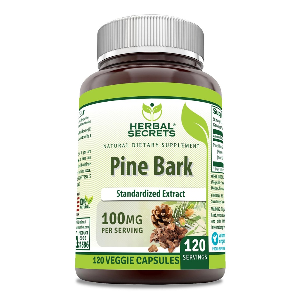 Estratto di pino di erbe Segreti Supplemento | 100 Mg per porzione | 120 capsule vegetali | Non OGM | Gluten-Free | Made in Italy