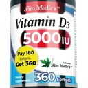 FITO MEDIC'S Lab - Vitamine d - 5000 UI de - Vitamine d3-360 Softgels - Vitamine d3 5000 iu - pour Bone, Dents, Muscles et Immune Soutien Santé, Ultra haute Absorption, Vitamine d3.
