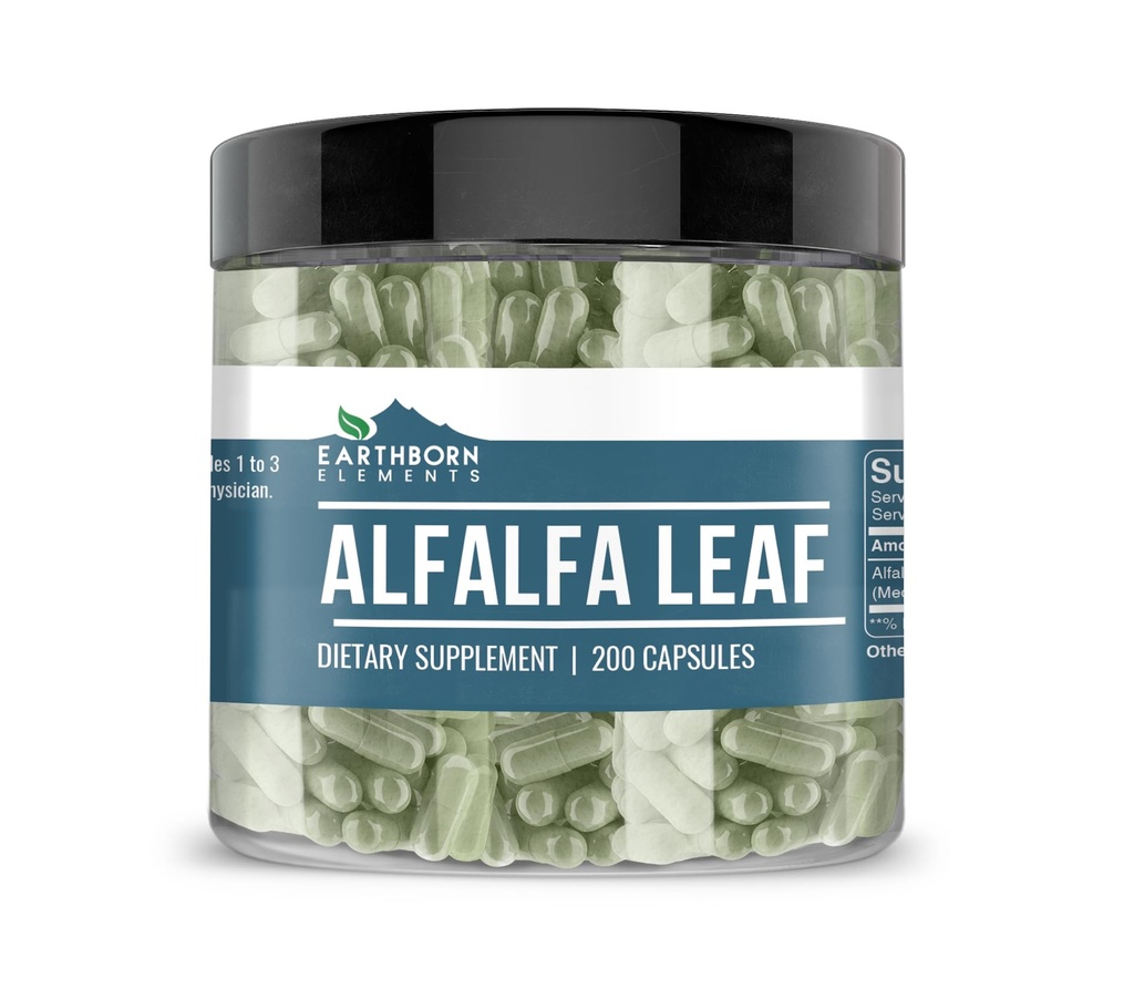 Erdungselemente Alfalfa Leaf 200 Kapseln, rein &amp; unverdünnt, keine Zusatzstoffe