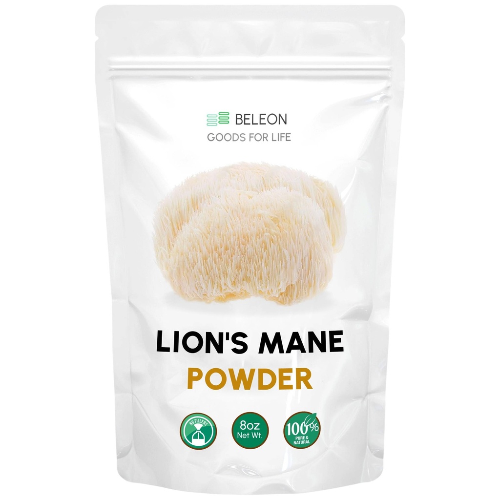 Poudre Lions Mane 8 oz - Supplément de champignons Lions avec antioxydants, poudre végétalienne