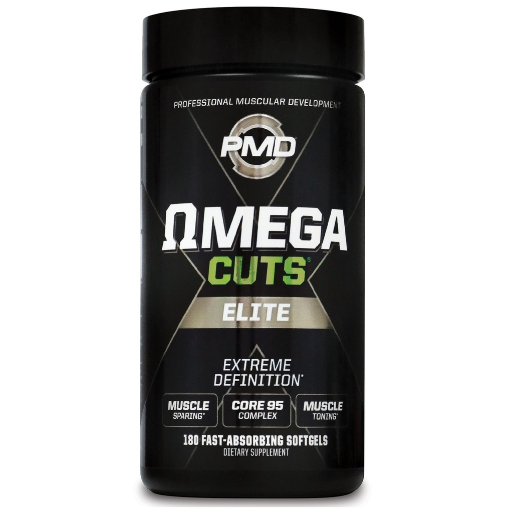 PMD Sports Omega Cuts Elite -Fat Loss-Muscle Defining Formula - Omega Fatty Acids, MCT's und CLA für Muskeldefinition und Wartung - Keto Friendly für Frauen und Männer - Stimulant Free (180 Softgels)