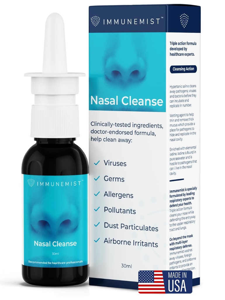 Nasal Cleanse - Arzt empfohlen Anti-Viral-Nasal-Iodin-Sprayspülung bis 250 Doses - Nasenspray für Wellness - Made in USA