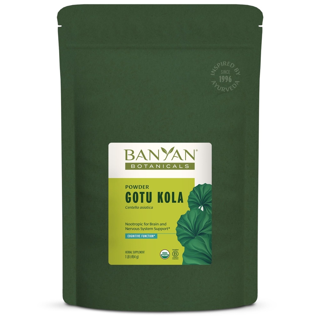 Banyan Botanicals Gotu Kola Polvere – Organic Brahmi (Centella Asiatica) – Arbe Nootropica calmante per il supporto del sistema nervoso e la pelle sana* – 1 lb. – Non OGM Sostenibilmente Sorgente Vegan