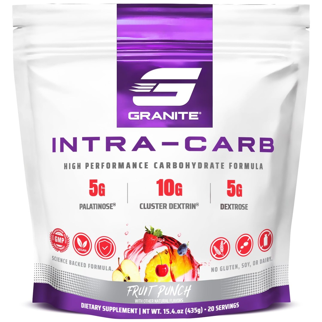 Granit Intra Carb Powder, Fruit Punch Flavor, High-Performance Kohlenhydrat Blend mit Cluster Dextrin, Palatinose, & Dextrose, unterstützt Energie und Training (20 Servierungen)