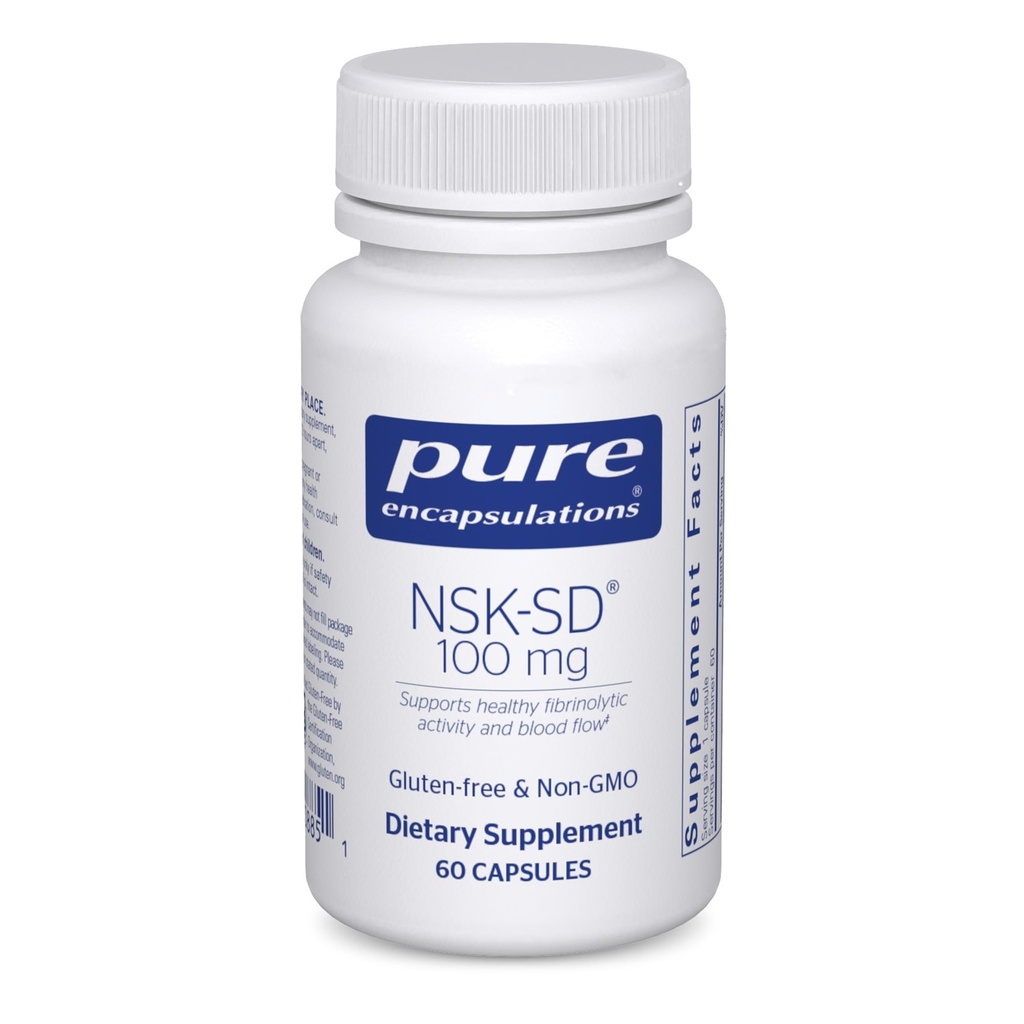 Reine Kapseln NSK-SD - 100 mg Nattokinase - für normale Blutzirkulation - Unterstützt fibrinolytische Aktivität* - Glutenfrei & Non-GMO - 60 Kapseln